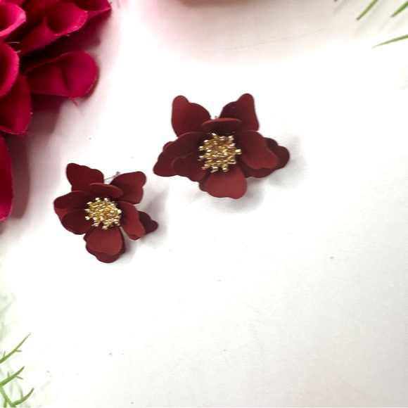 NEW⚜️Red Cherry Blossom Flower Earrings - Picture 5 of 7